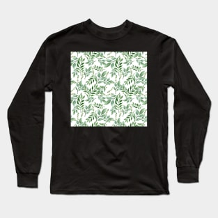 Green Watercolor Leaves Long Sleeve T-Shirt